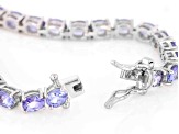 Pre-Owned Blue Tanzanite Rhodium Over Sterling Silver Tennis Bracelet 10.71ctw