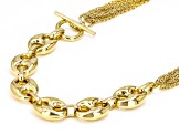 Pre-Owned Moda Al Massimo® 18k Yellow Gold Over Bronze Puff Mariner & Multi-Row 25 Inch Toggle Neckl