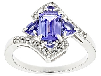Picture of Pre-Owned Blue Tanzanite Rhodium Over Sterling Silver Ring 1.52ctw