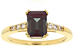 Pre-Owned Blue Lab Created Alexandrite 18k Yellow Gold Over Sterling Silver Ring 1.83ctw
