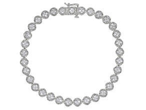 Pre-Owned White Lab-Grown Diamond Rhodium Over Sterling Silver Tennis Bracelet 1.00ctw