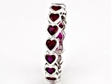 Pre-Owned Red Lab Created Ruby Rhodium Over Sterling Silver Ring 3.09ctw
