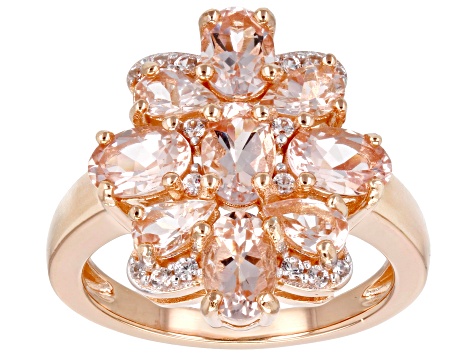 Pre-Owned Morganite With White Zircon 18k Rose Gold Over Sterling Silver 2.09ctw