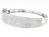 Pre-Owned White Zircon Rhodium Over Sterling Silver Bangle Bracelet 6.84ctw.