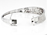 Pre-Owned White Zircon Rhodium Over Sterling Silver Bangle Bracelet 6.84ctw.