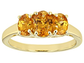 Pre-Owned Orange Mandarin Garnet 18K Yellow Gold Over Silver Ring. 1.76ctw