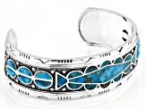 Pre-Owned Blue Turquoise Inlay Sterling Silver Cuff Bracelet