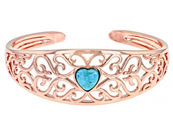 Picture of Pre-Owned Heart Blue Turquoise Copper Cuff Bracelet