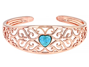 Pre-Owned Heart Blue Turquoise Copper Cuff Bracelet