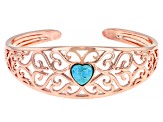 Pre-Owned Heart Blue Turquoise Copper Cuff Bracelet