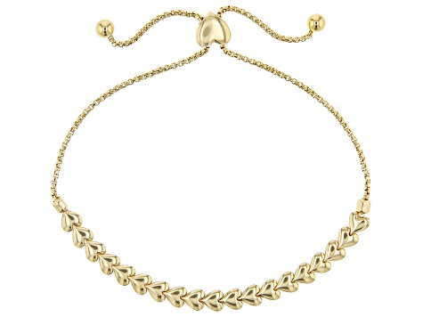 Pre-Owned 18k Yellow Gold Over Sterling Silver Heart Bolo Bracelet