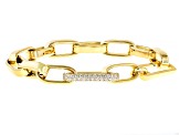 Pre-Owned White Cubic Zirconia 18k Yellow Gold Over Sterling Silver Paperclip Bracelet 1.20ctw