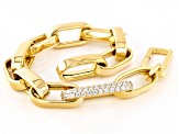 Pre-Owned White Cubic Zirconia 18k Yellow Gold Over Sterling Silver Paperclip Bracelet 1.20ctw