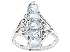 Pre-Owned Aquamarine Rhodium Over Sterling Silver Ring 1.43ctw