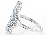 Pre-Owned Aquamarine Rhodium Over Sterling Silver Ring 1.43ctw