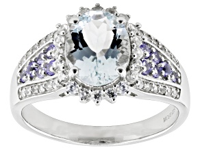 Pre-Owned Blue Aquamarine Platinum Over Sterling Silver Ring 2.15ctw