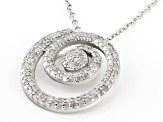 Pre-Owned White Diamond Rhodium Over Sterling Silver Slide Pendant With 18" Cable Chain 0.70ctw