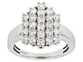 Pre-Owned Moissanite Platineve Cluster Ring 1.44ctw DEW