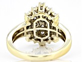 Pre-Owned Moissanite 14k Yellow Gold Over Silver Cluster Ring 1.44ctw DEW