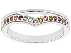 Pre-Owned Multi-Tourmaline Rhodium Over Sterling Silver Ring 0.20ctw