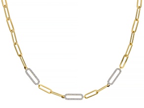 Pre-Owned White Cubic Zirconia 18k Yellow Gold Over Sterling Silver And Platineve® Paperclip Necklac