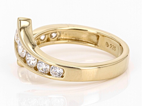 Pre-Owned White Cubic Zirconia 18k Yellow Gold Over Silver "Road Less Traveled" Ring 1.32ctw