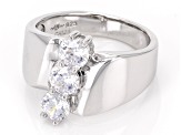 Pre-Owned White Cubic Zirconia Rhodium Over Sterling Silver Ring 1.96ctw