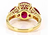 Pre-Owned Lab Created Ruby 18k Yellow Gold Over Sterling Silver Ring 9.16ctw