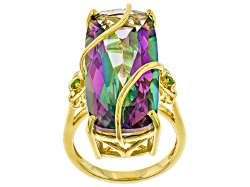 Picture of Pre-Owned Multi-Color Quartz 18K Yellow Gold Over Sterling Silver Ring 17.90ctw