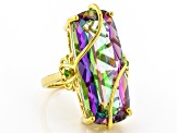 Pre-Owned Multi-Color Quartz 18K Yellow Gold Over Sterling Silver Ring 17.90ctw