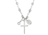 Pre-Owned White Cubic Zirconia Rhodium Over Sterling Silver Cross & Virgin Mary Pendant With Chain 0