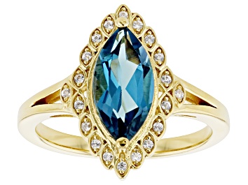 Picture of Pre-Owned London Blue Topaz 18k Yellow Gold Over Sterling Silver Ring 1.76ctw