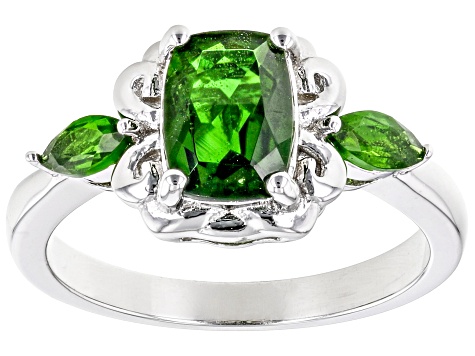 Pre-Owned Chrome Diopside Rhodium Over Sterling Silver Ring 1.55ctw