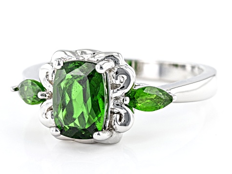 Pre-Owned Chrome Diopside Rhodium Over Sterling Silver Ring 1.55ctw