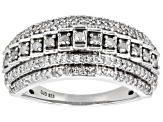 Pre-Owned White Diamond Rhodium Over Sterling Silver Band Ring 0.60ctw