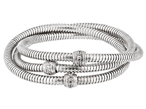 Pre-Owned Judith Ripka Rhodium Over Sterling 3 Interlocking Tubogas Verona Bracelet with Bella Luce®