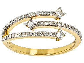 Pre-Owned White Diamond 10k Yellow Gold Bypass Ring 0.33ctw