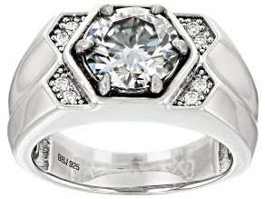 Pre-Owned Gray And Colorless Moissanite Platineve Ring 2.86ctw DEW.