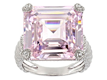 Picture of Pre-Owned Judith Ripka Pink & White Cubic Zirconia Rhodium Over Sterling Silver Montana Ring 33.86ct