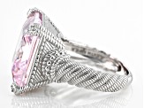 Pre-Owned Judith Ripka Pink & White Cubic Zirconia Rhodium Over Sterling Silver Montana Ring 33.86ct