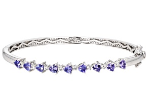 Pre-Owned Blue Tanzanite Platinum Over Sterling Silver Bangle 2.43ctw