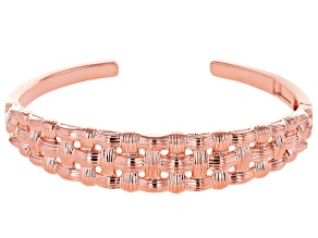 Pre-Owned Copper Basket-weave Textured Cuff Bracelet