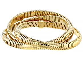 Pre-Owned 18k Yellow Gold Over Sterling Silver Multi-Row Tubogas Bracelet