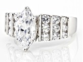 Pre-Owned White Cubic Zirconia Rhodium Over Sterling Silver Ring 3.65ctw