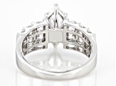 Pre-Owned White Cubic Zirconia Rhodium Over Sterling Silver Ring 3.65ctw