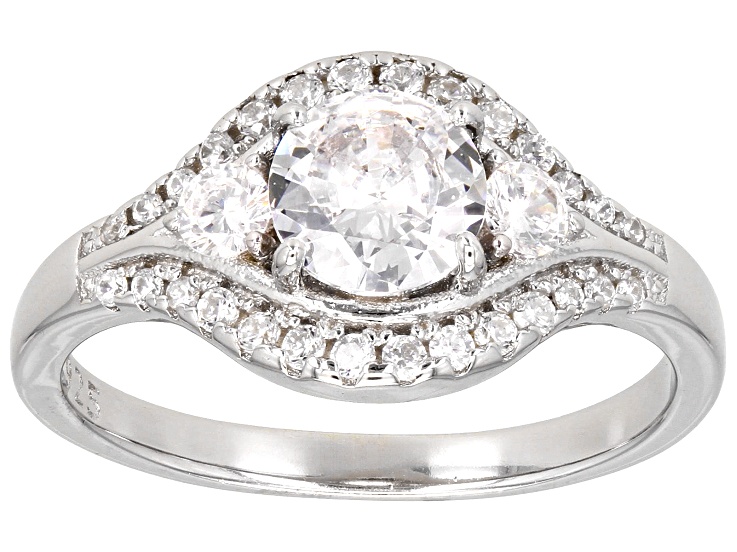 Pre-Owned White Cubic Zirconia Platinum Over Sterling Silver