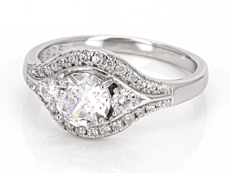 Pre-Owned White Cubic Zirconia Platinum Over Sterling Silver