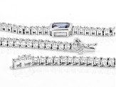 Pre-Owned Blue And White Cubic Zirconia Rhodium Over Silver Tennis Necklace 18.50ctw