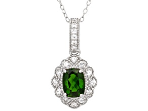 Pre-Owned Green Chrome Diopside Rhodium Over Sterling Silver Pendant 1.21ctw