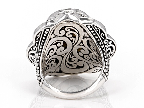 Pre-Owned 19x15mm Labradorite Sterling Silver Beaded Ring